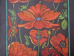 Poppies  black line 24x24