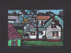 Provincetown Rooftops #2 black line 5x7